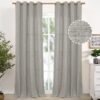 Natural Linen Curtains 63 Inch Length 2 Panels Bronze Grommet Linen Textured Short Window Drapes Light Filtering for Living Room Bedroom, 52 X 63 Inch