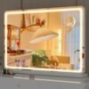 Vanity Mirror with Lights, 10"×12" LED Makeup Mirror, Lighted Makeup Mirror with Lights, Smart Touch Control Dimmable 3 Modes Light 360°Rotation White