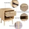 Boho Nightstand, Small Side Table Night Stand with Drawer Open Shelf, Bedside End Table with Wood Strip Decorated Drawer for Bedroom, Living Room, Dorm and Small Spaces (Natural)