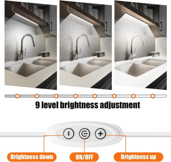 LED Under Cabinet Lighting, Under Cabinet Lights with USB Powered Under Cabinet Lights for Closet Light Bar Under Counter Lighting Work Tables Student Dormitory (Include AC Power Plug)