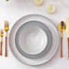Ceramic Dinnerware Sets,Double Color Glaze Plates and Bowls Set,Highly Chip and Crack Resistant | Dishwasher & Microwave Safe | Round Dishes Set Service for 4 (12pc)