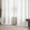 White Faux Linen Textured Curtains 72 Inch Length 2 Panels Set for Living Room Bedroom Privacy Casual Weave Farmhouse Burlap Semi Sheer Grommet Top Light Filtering Window Drapes, W37 x L72