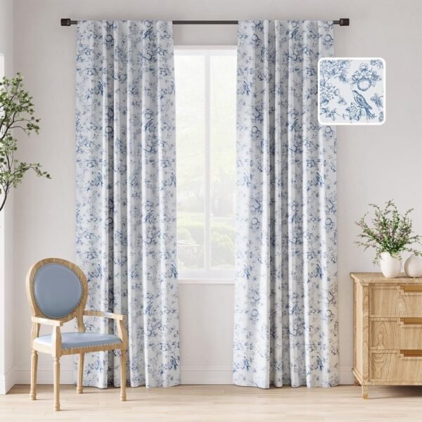 100% Blackout Floral Curtains 96 Inches Long, Printed Flower Sage Green Blackout Curtains for Bedroom Rod Pocket Back Tab Full Blackout Curtains Thermal Insulated Window Drapes, 2 Panels