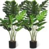 Artificial Monstera Plant 4FT Tall Fake Swiss Cheese Potted Faux Tropical Floor Plants Indoor Decorative House Palm Trees for Home Office Living Room Decor