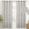 Natural Linen Curtains 63 Inch Length 2 Panels Bronze Grommet Linen Textured Short Window Drapes Light Filtering for Living Room Bedroom, 52 X 63 Inch
