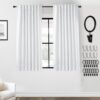 108 Inch Long Blackout Curtains & Drapes for Track System Pleated with Hooks Rings 2 Panels Set,Linen Black Out Back Tab 9FT Ceiling to Floor Length Curtains for Living Room,Cream Ivory