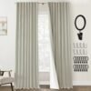 108 Inch Long Blackout Curtains & Drapes for Track System Pleated with Hooks Rings 2 Panels Set,Linen Black Out Back Tab 9FT Ceiling to Floor Length Curtains for Living Room,Cream Ivory