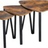 Nesting Coffee Tables, End Tables Set of 2 for Living Room Bedroom, Industrial Small Stacking Side Tables with Metal Frame for Couch, Rustic Brown and Black ULET013B01