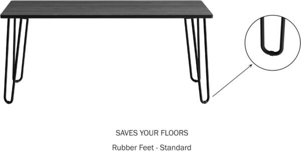Lavish Home Coffee Table with Hairpin Legs - Modern Industrial Style Home Decor - Woodgrain-Look and Steel Accent Living Room Furniture (Black)