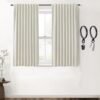 Blackout Curtains 96 Inches Long 2 Panel Set for Living Room,Black Out Room Darkening Thermal Pleated Back Tab Hooks Rings Pleat 8 FT Track Ceiling to Floor Length Curtains for Bedroom Window,Cream