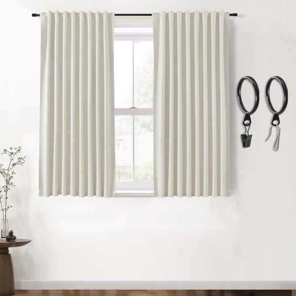 Blackout Curtains 96 Inches Long 2 Panel Set for Living Room,Black Out Room Darkening Thermal Pleated Back Tab Hooks Rings Pleat 8 FT Track Ceiling to Floor Length Curtains for Bedroom Window,Cream