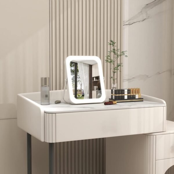 8"x10" Lighted Vanity Mirror, Makeup Mirror with Light, Dimmable Touch Screen, Portable Travel Mirror with U-Shaped Bracket, Cosmetic Mirror with Lights for Makeup Desk ＆ Dressing Room