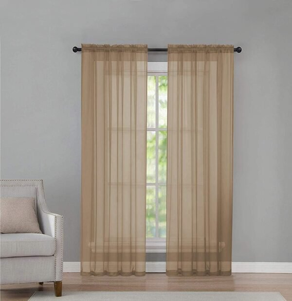 2 Pack: Basic Rod Pocket Sheer Voile Window Curtain Panels - Assorted Colors (White, 84 in. Long)
