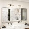 71FoaU7YvhL._AC_SL1500.jpg 20x30 Silver Bathroom Mirror, Silver Wall Mirror for Vanity, Brushed Metal Framed Rectangle Mirror, Anti-Rust, Brushed Nickel,Shatterproof, Round Corners(Horizontally/Vertically)
