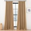 Faux Linen Curtains 90 inches Long for Doorway, Pinch Pleated Thick Room Darkening Window Treatments Noise Reducing Privacy for Living Room/Bedroom, Natural, W34 x L90, 2 Panels