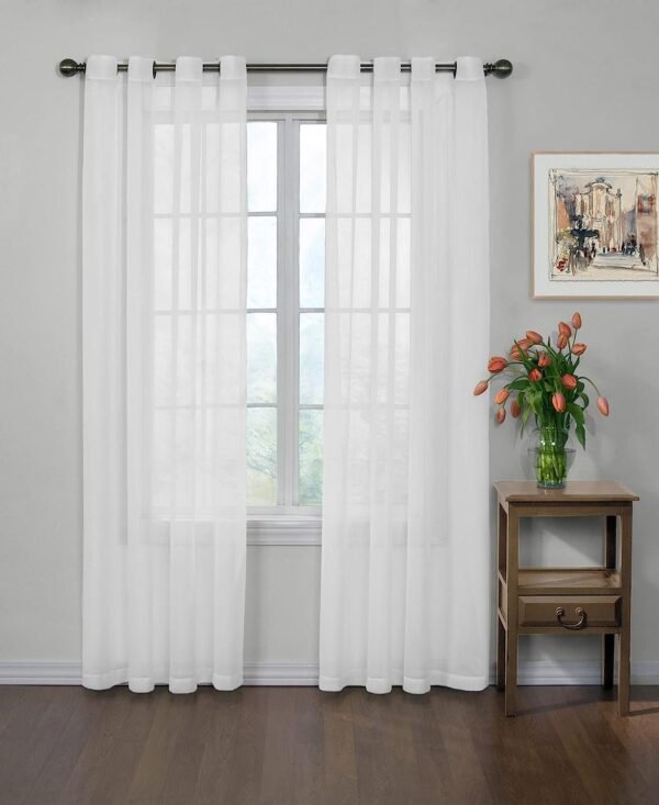 Odor Neutralizing Sheer Voile Grommet Window Curtain for Bedroom or Living Room (1 Panel), 59 in x 120 in, Ivory