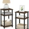 3-Tier Open Storage Nightstand, 1-Pack, Plastic Poles, Sonoma Oak/White