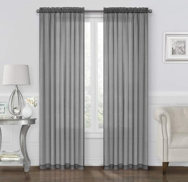 2 Pack: Basic Rod Pocket Sheer Voile Window Curtain Panels - Assorted Colors (White, 84 in. Long)