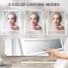Hollywood Vanity Mirror with Lights, Lighted Vanity Mirror with Detachable 10X Magnification Mirror, 3 Colors, 1200mAh Rechargeable Standing Makeup Mirror with Lights White
