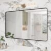 71KFoMNKfcL._AC_SL1500.jpg 20x30 Silver Bathroom Mirror, Silver Wall Mirror for Vanity, Brushed Metal Framed Rectangle Mirror, Anti-Rust, Brushed Nickel,Shatterproof, Round Corners(Horizontally/Vertically)