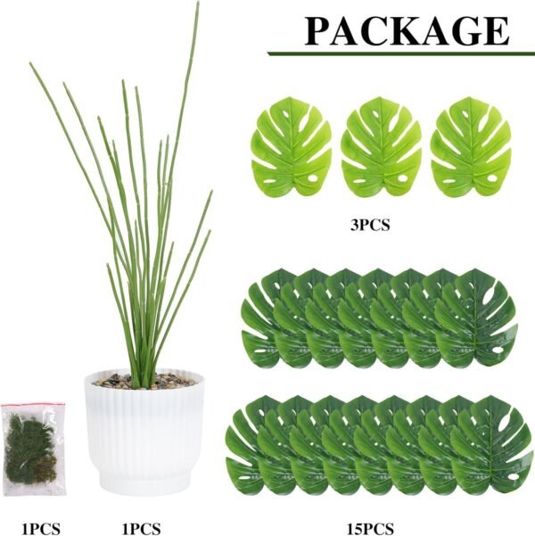 28 Inch Artificial Plant, Large Fake Tropical Monstera Palm Tree Faux Potted Plants Indoor Tall for Home Office Living Room Decor