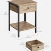 Bedside Table with Drawer, Side Table, End Table, for Bedroom, Office, Industrial, Camel Brown and Black ULET055B50