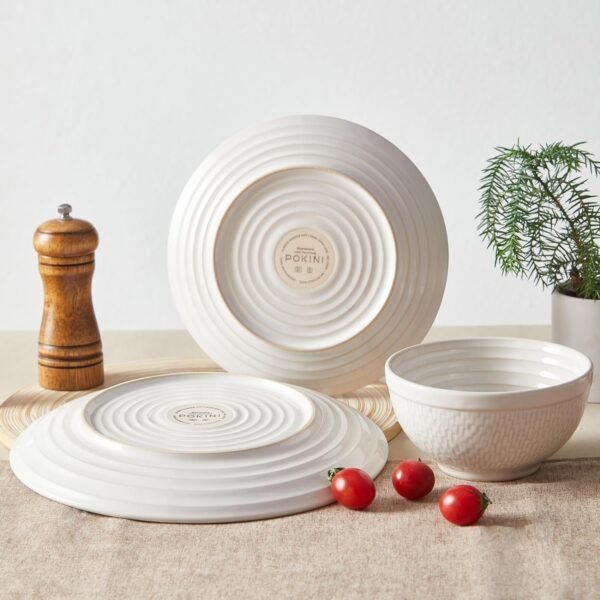 Dinnerware Sets, Beige Relief Plates and Bowls Sets, 12 Pieces Stoneware Dinnerware Set Service for 4, Vintage Look Dish Set Clearance, Handmade Highly Chip and Crack Resistant Dishes