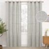 Natural Linen Curtains 63 Inch Length 2 Panels Bronze Grommet Linen Textured Short Window Drapes Light Filtering for Living Room Bedroom, 52 X 63 Inch