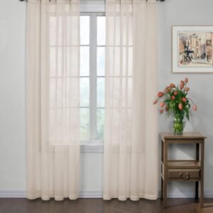 Odor Neutralizing Sheer Voile Grommet Window Curtain for Bedroom or Living Room (1 Panel), 59 in x 120 in, Ivory