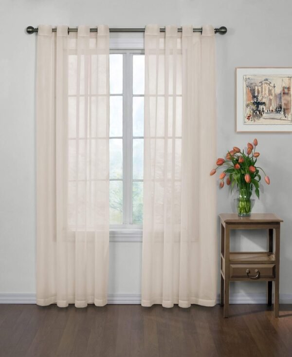 Odor Neutralizing Sheer Voile Grommet Window Curtain for Bedroom or Living Room (1 Panel), 59 in x 120 in, Ivory