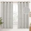 Natural Linen Curtains 63 Inch Length 2 Panels Bronze Grommet Linen Textured Short Window Drapes Light Filtering for Living Room Bedroom, 52 X 63 Inch