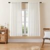Linen Curtains for Living Room,Semi-Sheer Curtains 90 Inches Long,Living Room Curtains 2 Panel Sets,White Curtains Pinch Pleated Curtains & Drapes(W52 x L90 Inch, Off-White)