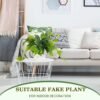 Faux Plants Indoor with Ceramic Pots, Artificial Small Fake Plants with Pothos for Home Decor Fake Potted Plant for Living Room Shelf Home Office Decor（White Ceramic Pot）