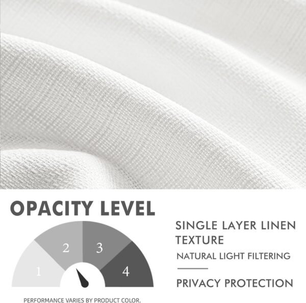 White Faux Linen Textured Curtains 72 Inch Length 2 Panels Set for Living Room Bedroom Privacy Casual Weave Farmhouse Burlap Semi Sheer Grommet Top Light Filtering Window Drapes, W37 x L72