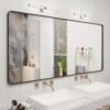 71V4kUIONOL._AC_SL1500.jpg 20x30 Silver Bathroom Mirror, Silver Wall Mirror for Vanity, Brushed Metal Framed Rectangle Mirror, Anti-Rust, Brushed Nickel,Shatterproof, Round Corners(Horizontally/Vertically)