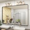 71VKauhK9QL._AC_SL1500.jpg 20x30 Silver Bathroom Mirror, Silver Wall Mirror for Vanity, Brushed Metal Framed Rectangle Mirror, Anti-Rust, Brushed Nickel,Shatterproof, Round Corners(Horizontally/Vertically)