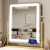 Makeup Vanity Mirror with Lights 15.2" Large LED Lighted Mirror, Hollywood Make Up Mirror with Lighting for Bedroom Tabletop, Smart Touch, Detachable 10X Magnification 360° Rotation, (White)