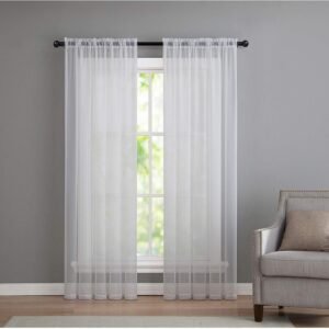 2 Pack: Basic Rod Pocket Sheer Voile Window Curtain Panels - Assorted Colors (White, 84 in. Long)