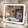 Vanity Mirror with Lights - 15"x12.6" LED Lighted Makeup Mirror, Large Makeup Mirror with Lights, Touch Screen with 3-Color Lighting, Dimmable, for Vanity Desk Tabletop, Bedroom