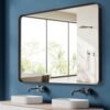 Black Bathroom Vanity Mirror for Wall, 22x30 Inch Metal Framed Wall Mirror Farmhouse Rectangle, Anti-Rust, Tempered Glass, Hangs Horizontally or Vertically