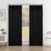Pure White Pinch Pleat Curtain 52" W x 63" L Solid Thermal Insulated 50% Blackout Patio Door Curtain Panel Drape for Traverse Rod and Track with Tieback, (One Panel)