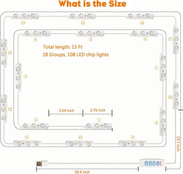 Vanity Lights for Mirror LED Makeup Light Strip with 3 Color Temperature Lighting Modes and Dimmable Stick on Vanity Bathroom Mirror,Ultra Bright (Mirror Not Included)