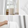 Pure White Pinch Pleat Curtain 52" W x 63" L Solid Thermal Insulated 50% Blackout Patio Door Curtain Panel Drape for Traverse Rod and Track with Tieback, (One Panel)