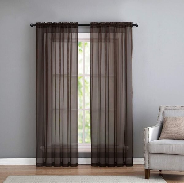 2 Pack: Basic Rod Pocket Sheer Voile Window Curtain Panels - Assorted Colors (White, 84 in. Long)