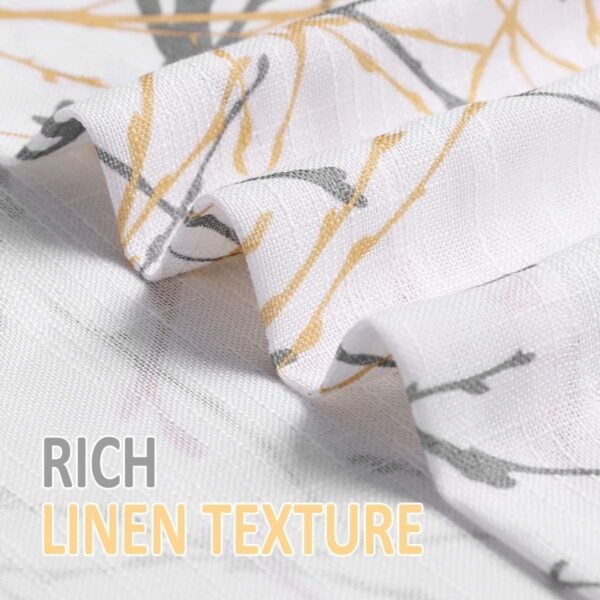 Tree Print Yellow Grey and White Curtains for Living Room Windows - Linen Textured Grommet Branches Pattern Window Treatment Set for Bedroom - 50" W x 96" L - (2 Panels)