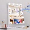 Vanity Mirror with Lights Hollywood Lighted Makeup Mirror with 9 Dimmable Bulbs & 3 Color Lighting Modes, Detachable 10X Magnification Mirror and 360 Degree Rotation(White)