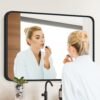 Bathroom Wall Mirror -20x28 Vanity Mirrors Large Wall-Mounted Makeup Mirror Over Sink for Bedroom/Farmhouse/Entrance, Black Rectangle Framed Anti-Rust Shatterproof Mirrors