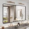 71ko0HRAnWL._AC_SL1500.jpg 20x30 Silver Bathroom Mirror, Silver Wall Mirror for Vanity, Brushed Metal Framed Rectangle Mirror, Anti-Rust, Brushed Nickel,Shatterproof, Round Corners(Horizontally/Vertically)
