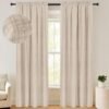 100% Blackout Shield Linen Blackout Curtains 84 Inches Long 2 Panels Set, Blackout Curtains for Bedroom, Thermal Insulated Rod Pocket Window Curtains & Drapes Living Room, 50W X 84L, Beige