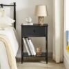 Nightstands, Modern End Side Tables,Night Stand with Drawer &Storage Shelf for Bedroom living Room Office Lounge, Black